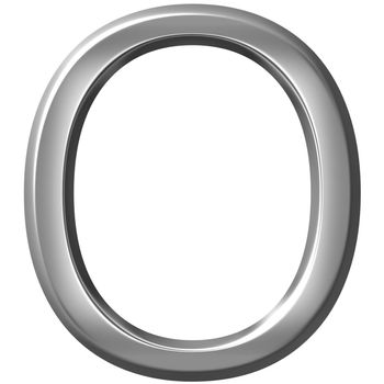 3d silver letter O isolated in white