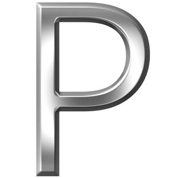 3d silver letter P isolated in white