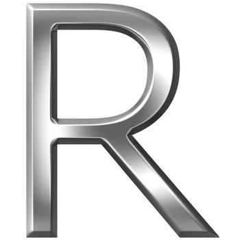 3d silver letter R isolated in white