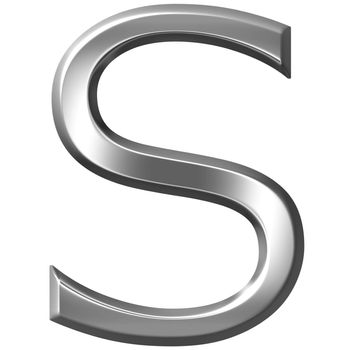 3d silver letter S isolated in white