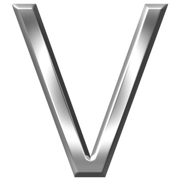 3d silver letter V isolated in white