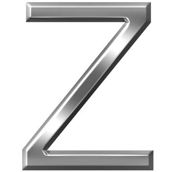 3d silver letter Z isolated in white