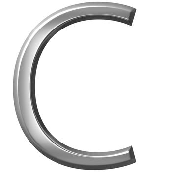 3d silver letter C isolated in white