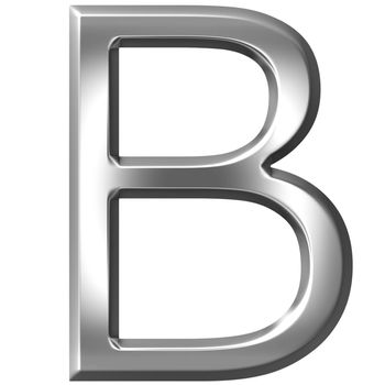 3d silver letter B isolated in white