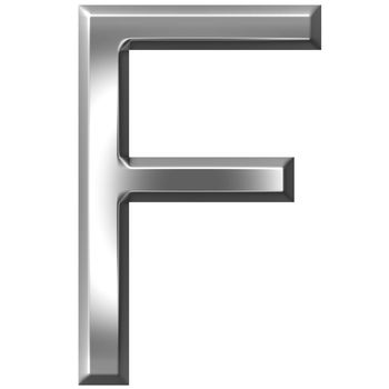 3d silver letter F isolated in white