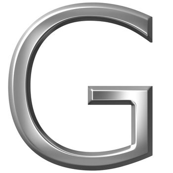 3d silver letter G isolated in white