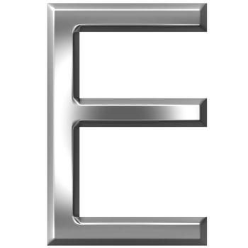 3d silver letter E isolated in white