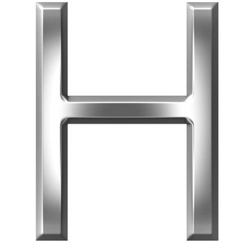 3d silver letter H isolated in white