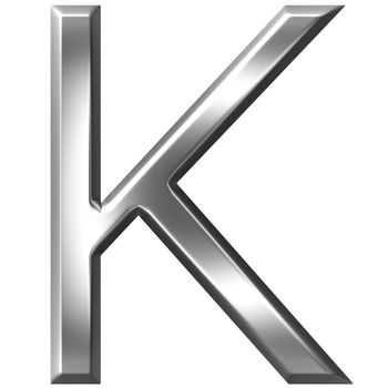 3d silver letter K isolated in white