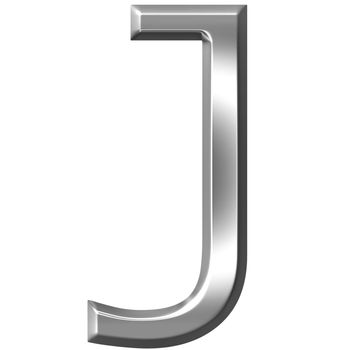 3d silver letter J isolated in white
