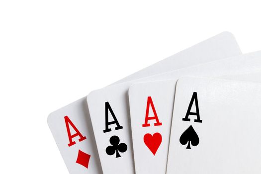 four aces standing on white background