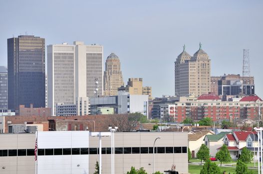 Buffalo New York Skyline looking into downtown.