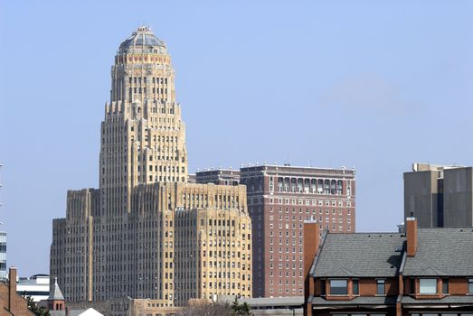 Buffalo New York city hall building from the rear.