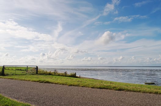 sky view on a northen sea in Netherlands