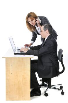 Business team working together isolated on white background