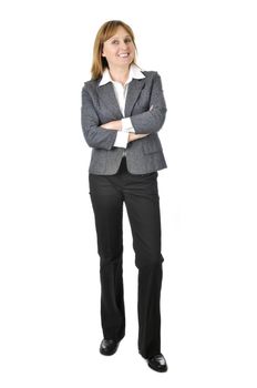 Happy smiling businesswoman isolated on white background