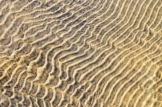 Abstract natural background of sand ripples in shallow water