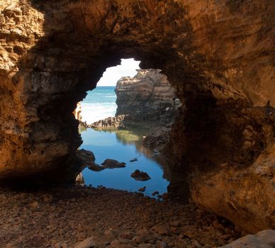 Spectacular scenery along the coastline in the Bay of Island Coastal Park in Australia with Arch known as the Grotto