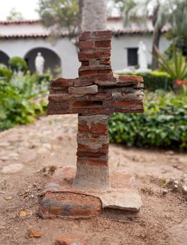 Mission San Diego de Alcala has an interior garden with a cross built from the original bricks of the Spanish Mission
