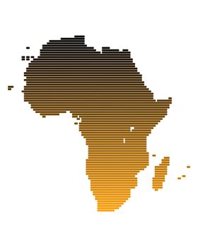 Map of Africa in broad lines with brown gradient