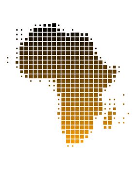 Map of Africa in squares with brown gradient
