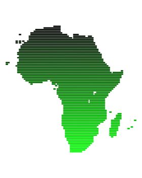 Map of Africa in broad lines with green gradient