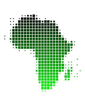 Map of Africa in squares with green gradient