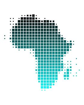 Vector map of Africa in a gradient of turquoise squares