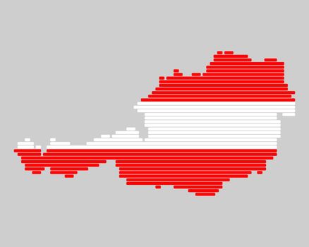 Map and flag of Austria