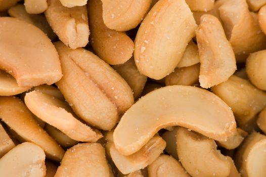 A pile of cashew nuts macro shot.