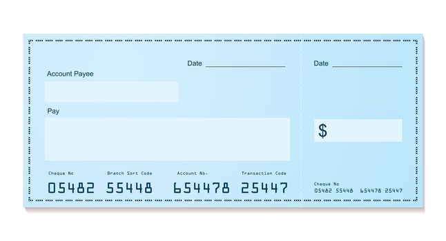 Blue dollar old style bank cheque blank for your business