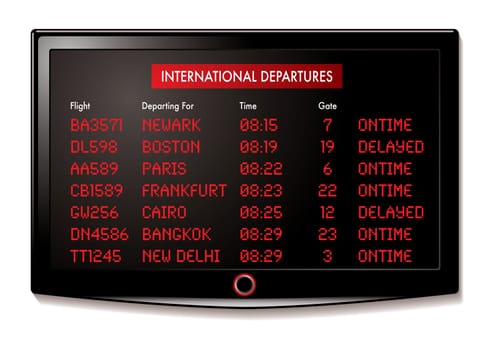 airport lcd display for departure times and destinations