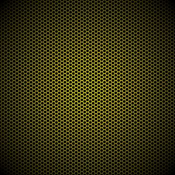 Gold metal hexagon grill background with light reflection