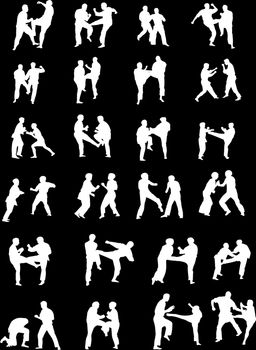 Vector Silhouette Images of Martial Art Fighters