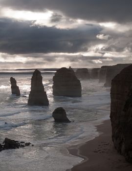 Stormy skies over the Twelve Apostles off the coast of Australia