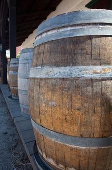 Old Town San Diego showing  barrels by old saloon