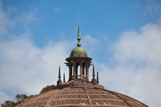 Balboa Park in San Diego with detail of the dome on the Botanical building in the park