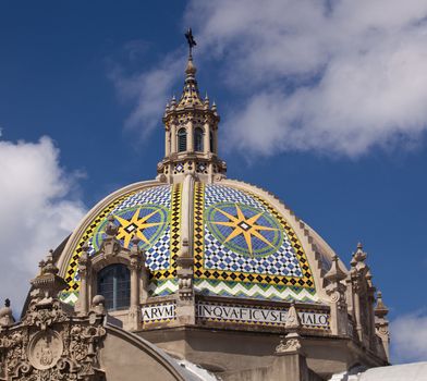 View of the ornatedome on Museum of Man in Balboa Park in San Diego