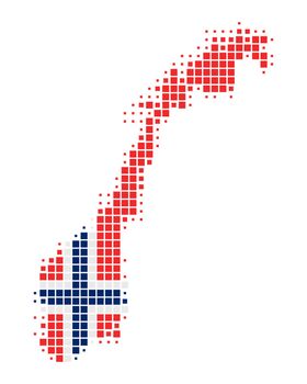 Map and flag of Norway