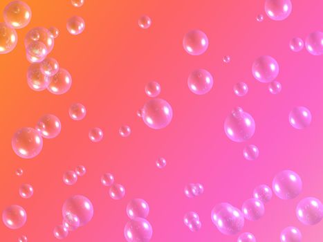 Bubbles on a background shining orange and pink