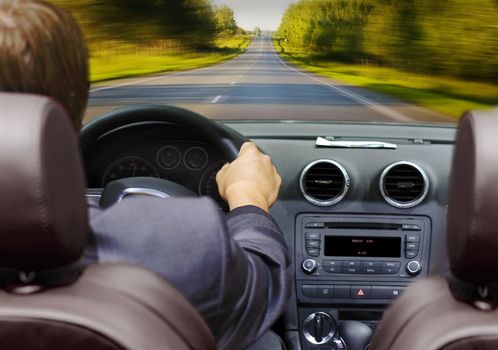 Driver going to work on rural road