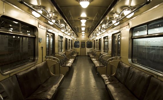 old underground coach in  russian subway