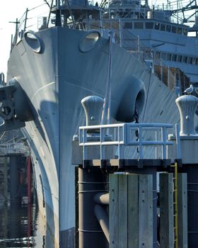 The USS Little Rock docked at Buffalo harbour in western New york on Lake Erie.