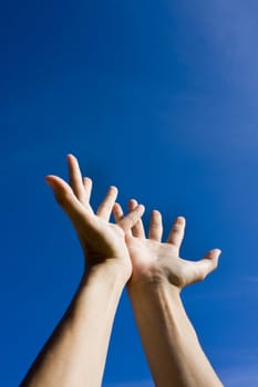 Hand on sky,looking for help