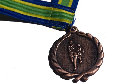 copper medal isolated over white.