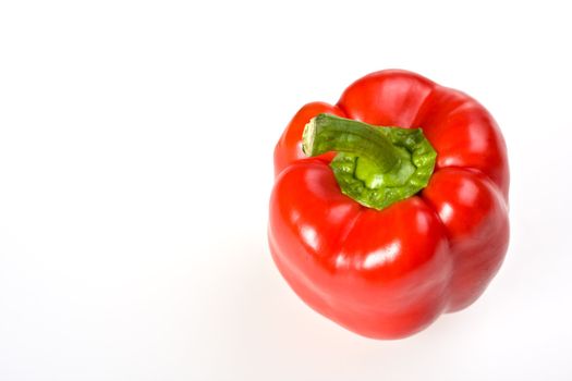 single red bell pepper isolated on white