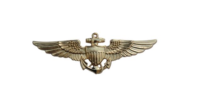 U. S. Navy pilot gold wings isolated over white with clipping path at this size