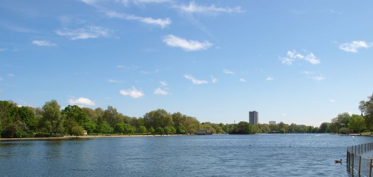 Serpentine lake river in Hyde Park, London, UK