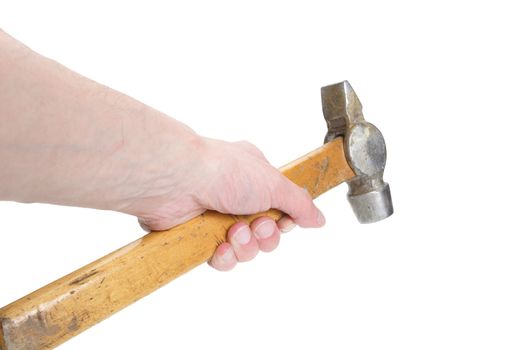 Hand with Gavel on Yellow Handle