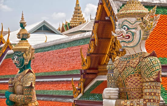 Statues inside the Grand Palace, Bangkok, Thailand